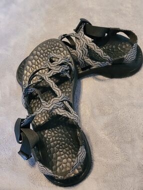 Chaco Women's Black Sandals with Gray Braided Straps